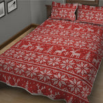 Christmas Deer Knitted Pattern Print Quilt Bed Set