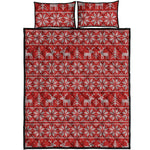 Christmas Deer Knitted Pattern Print Quilt Bed Set