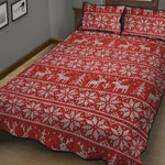 Christmas Deer Knitted Pattern Print Quilt Bed Set