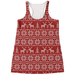 Christmas Deer Knitted Pattern Print Women's Racerback Tank Top