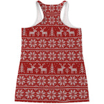 Christmas Deer Knitted Pattern Print Women's Racerback Tank Top
