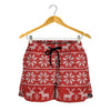 Christmas Deer Knitted Pattern Print Women's Shorts