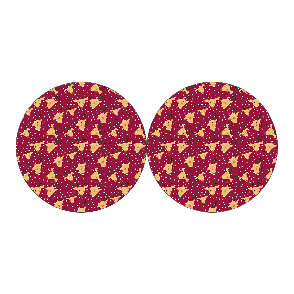 Christmas Deer Pattern Print Car Coasters