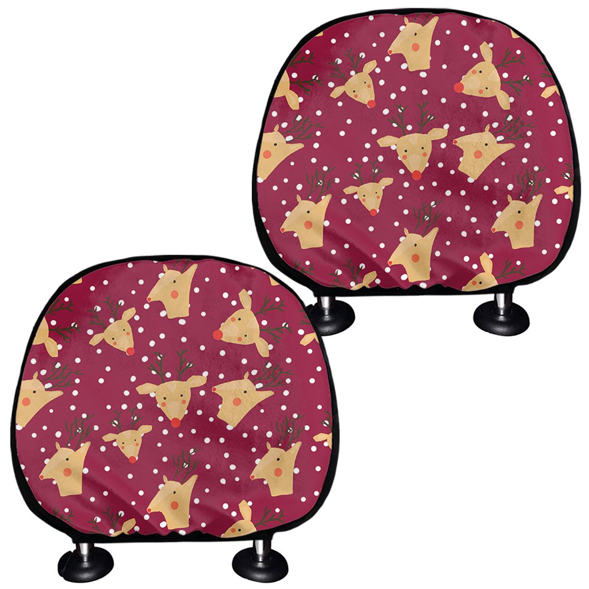 Christmas Deer Pattern Print Car Headrest Covers