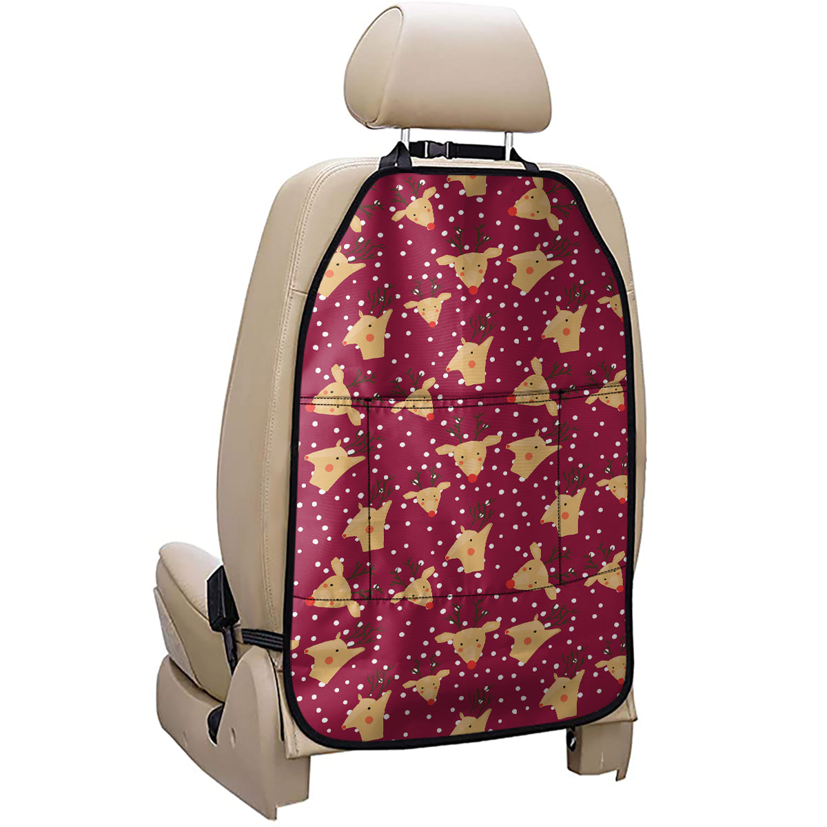 Christmas Deer Pattern Print Car Seat Organizers