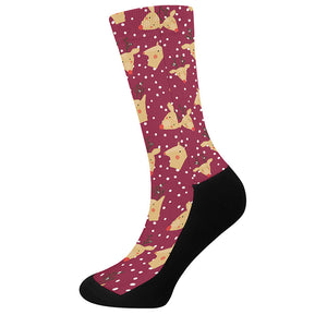 Christmas Deer Pattern Print Crew Socks