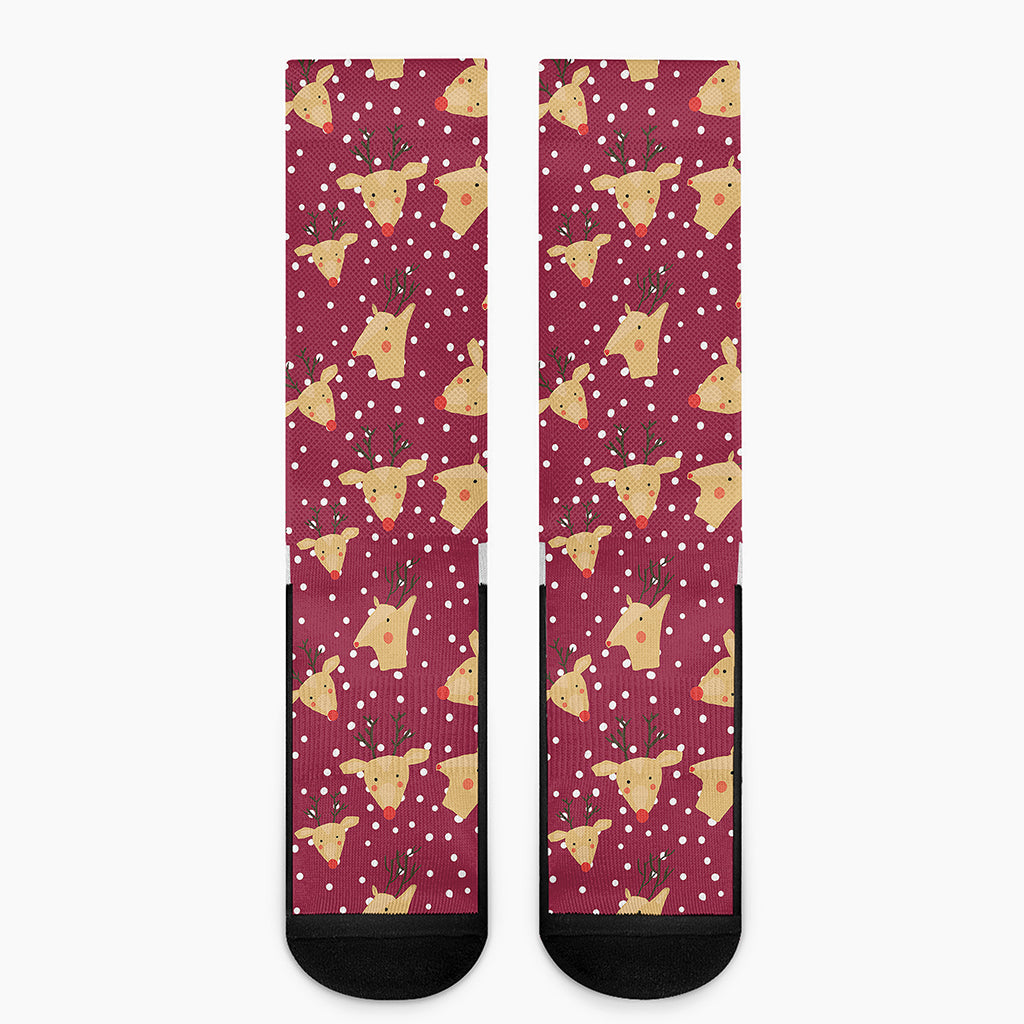 Christmas Deer Pattern Print Crew Socks