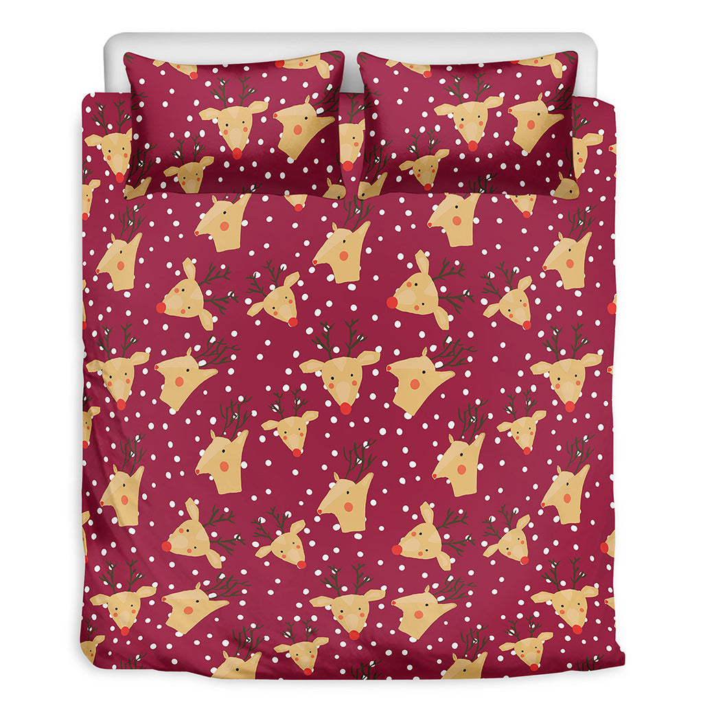 Christmas Deer Pattern Print Duvet Cover Bedding Set