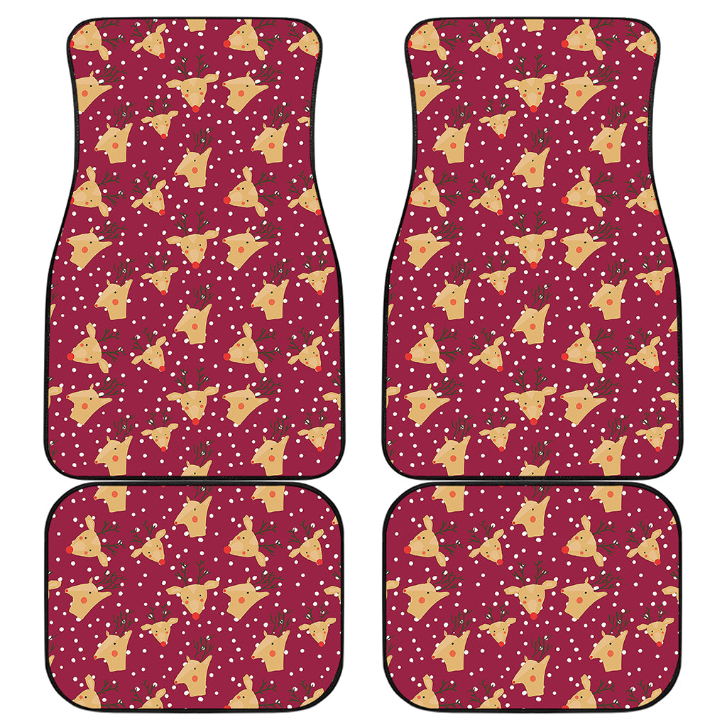 Christmas Deer Pattern Print Front and Back Car Floor Mats