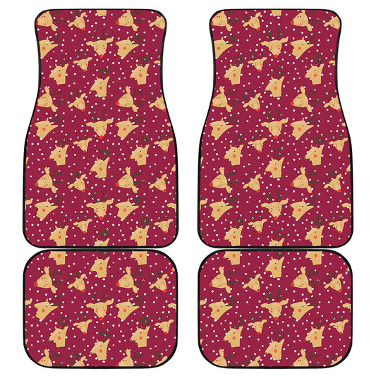 Christmas Deer Pattern Print Front and Back Car Floor Mats