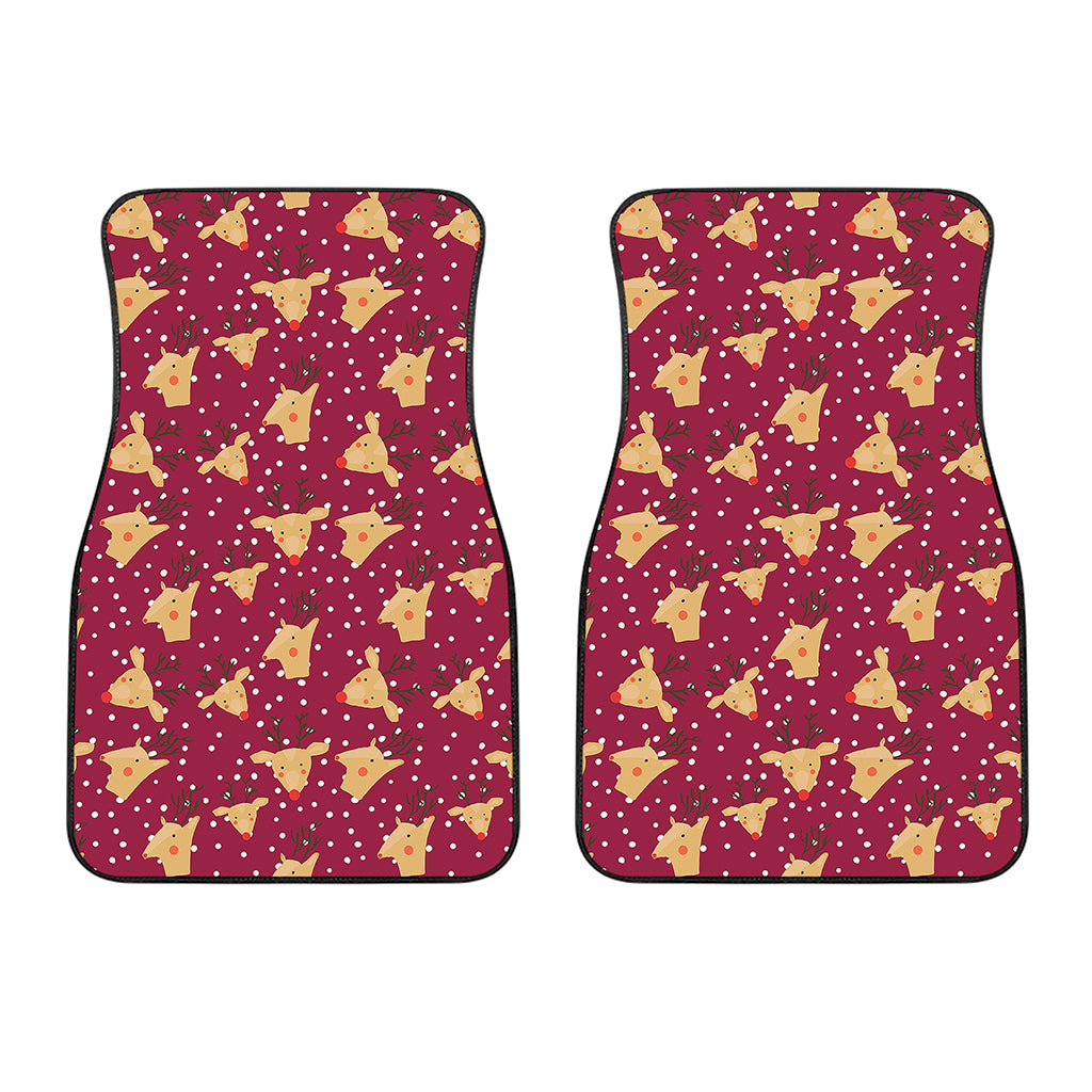 Christmas Deer Pattern Print Front Car Floor Mats