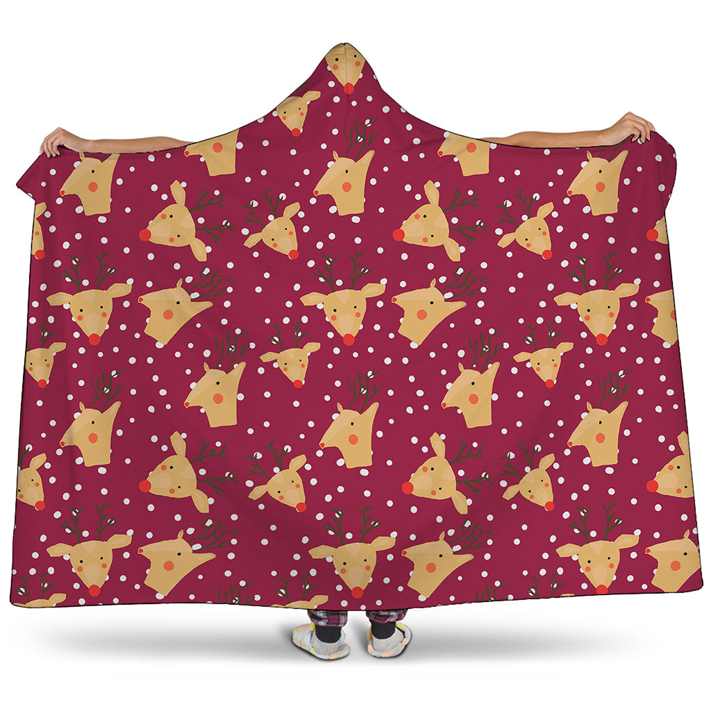 Christmas Deer Pattern Print Hooded Blanket