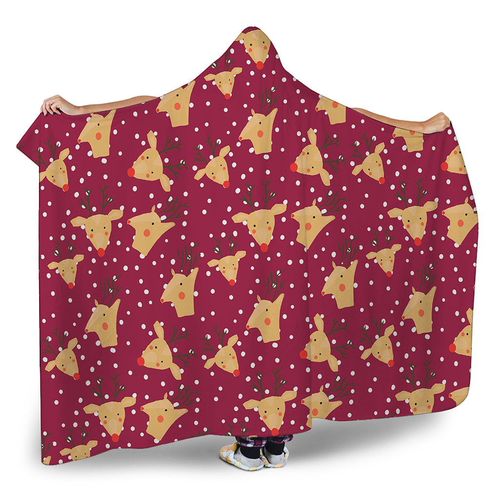 Christmas Deer Pattern Print Hooded Blanket