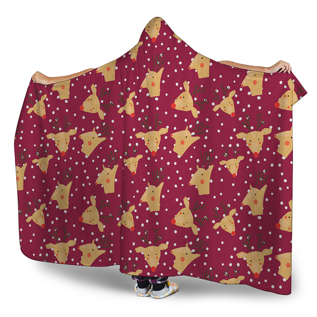 Christmas Deer Pattern Print Hooded Blanket