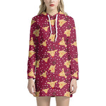 Christmas Deer Pattern Print Hoodie Dress