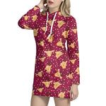Christmas Deer Pattern Print Hoodie Dress