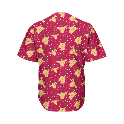Christmas Deer Pattern Print Men's Baseball Jersey