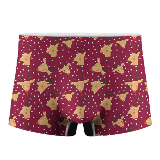 Christmas Deer Pattern Print Men's Boxer Briefs