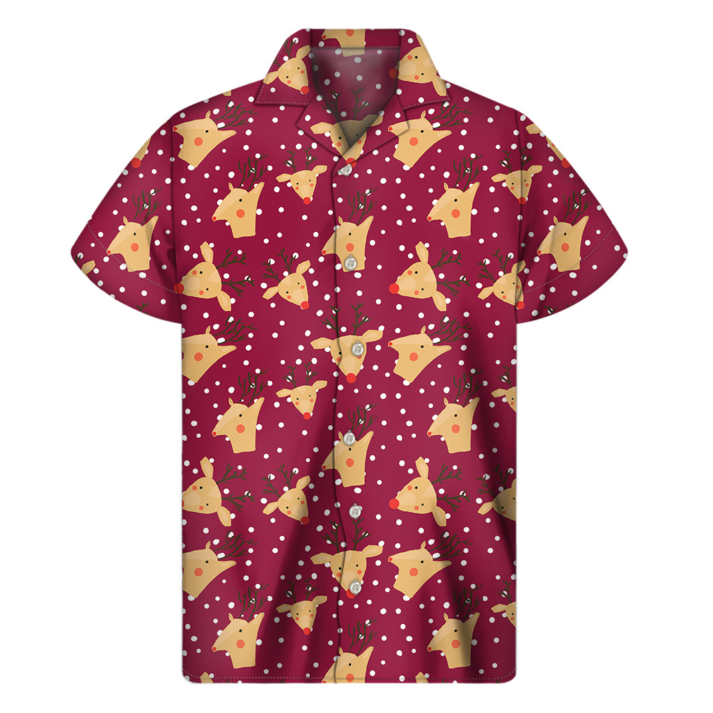 Christmas Deer Pattern Print Men's Short Sleeve Shirt