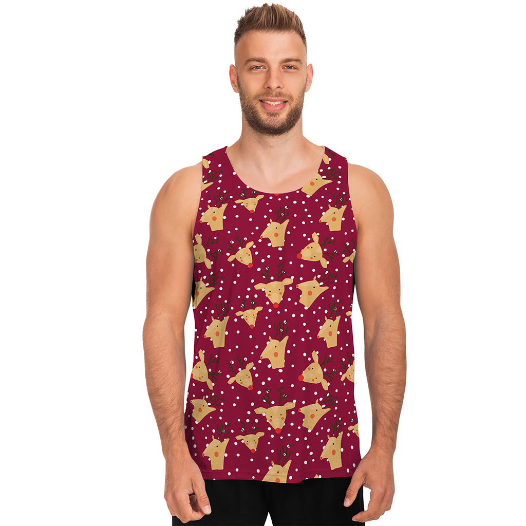 Christmas Deer Pattern Print Men's Tank Top