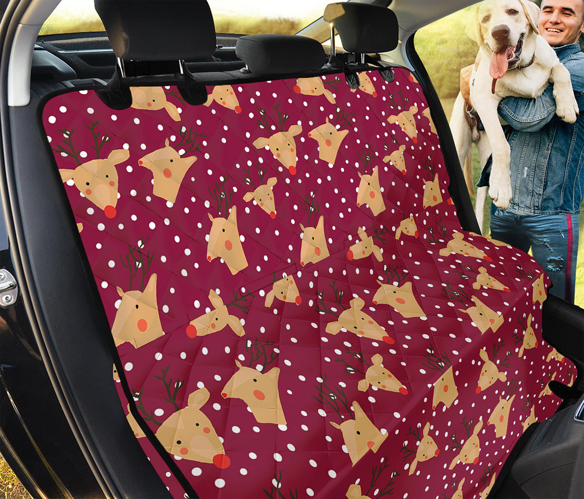 Christmas Deer Pattern Print Pet Car Back Seat Cover