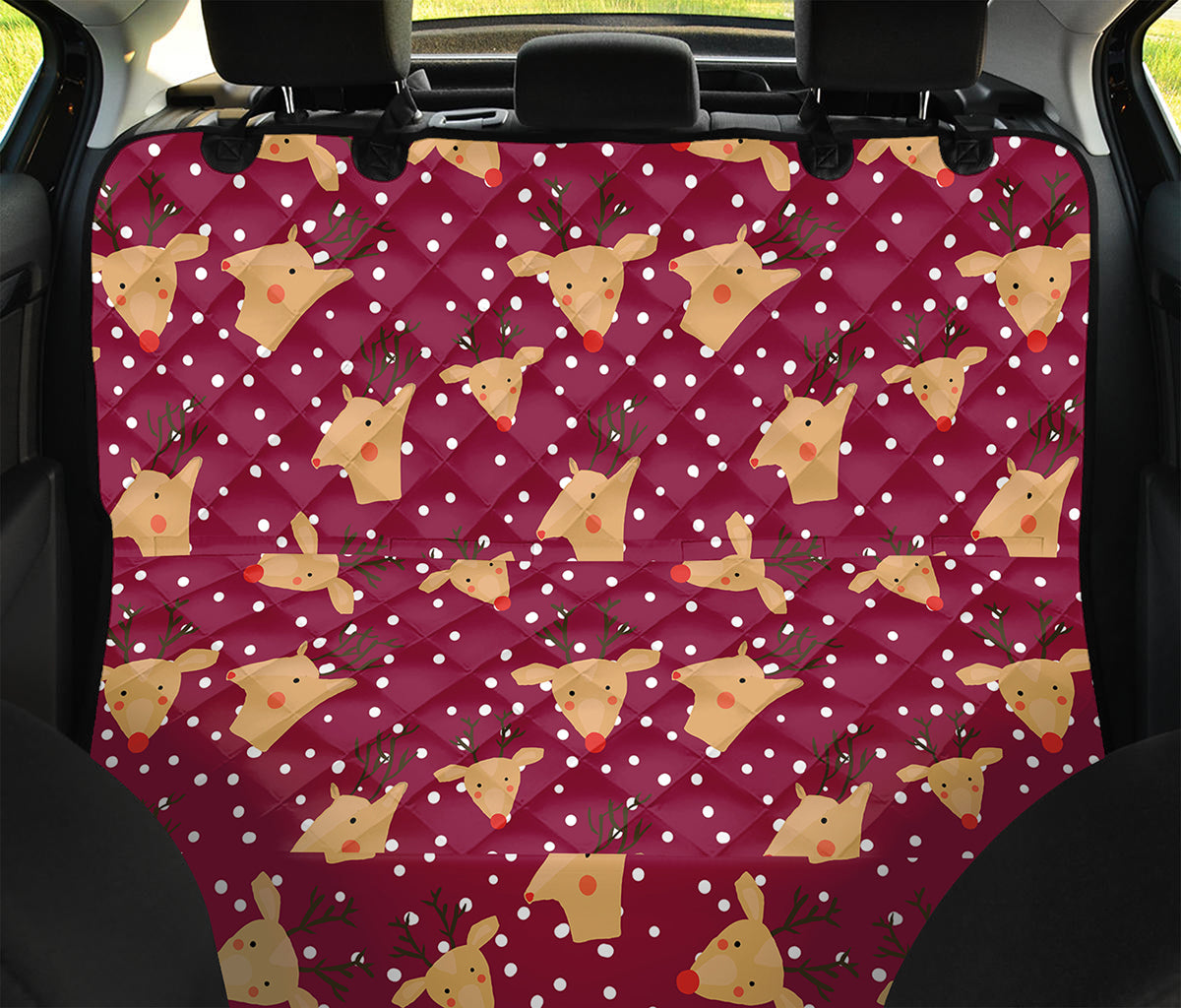 Christmas Deer Pattern Print Pet Car Back Seat Cover