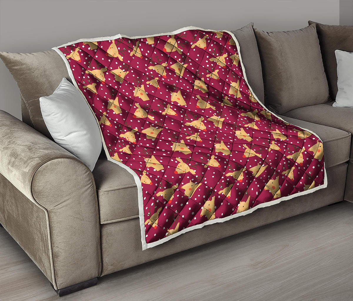 Christmas Deer Pattern Print Quilt