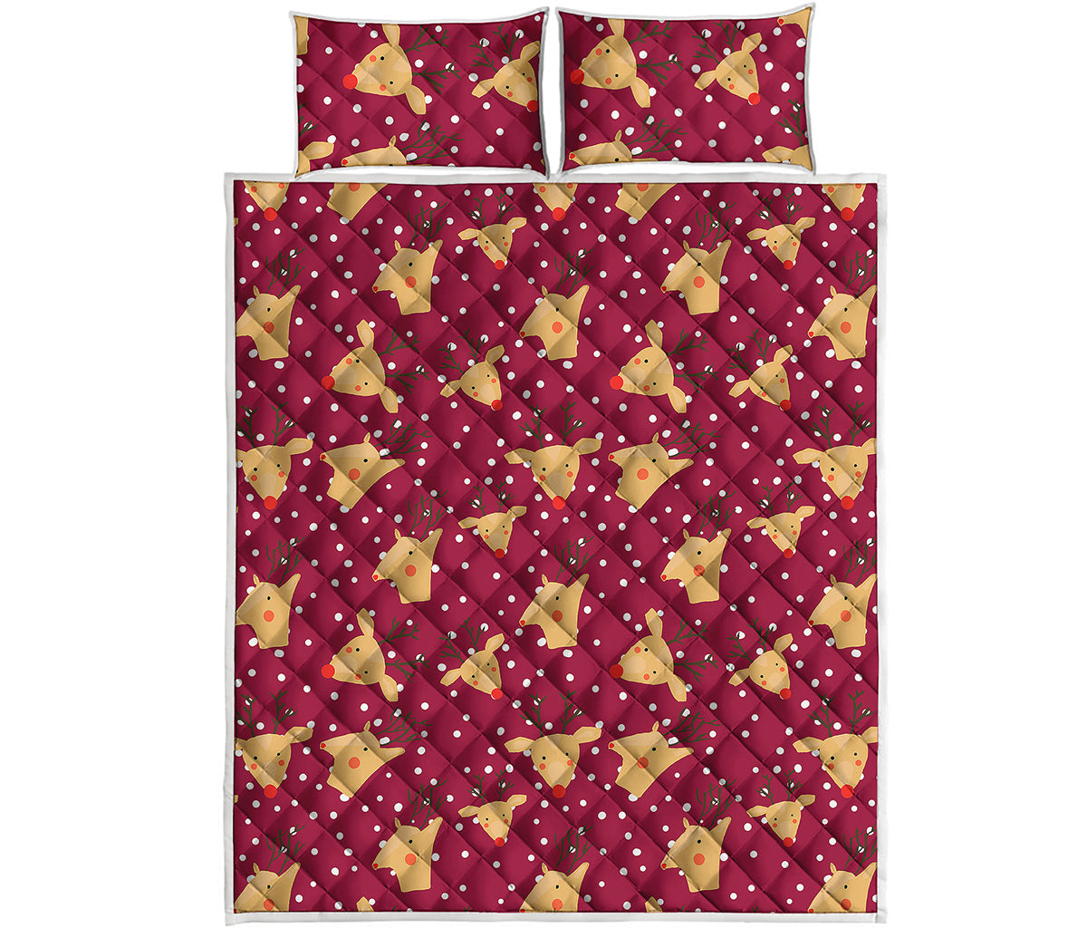 Christmas Deer Pattern Print Quilt Bed Set