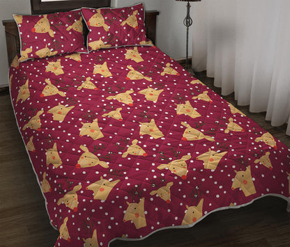 Christmas Deer Pattern Print Quilt Bed Set