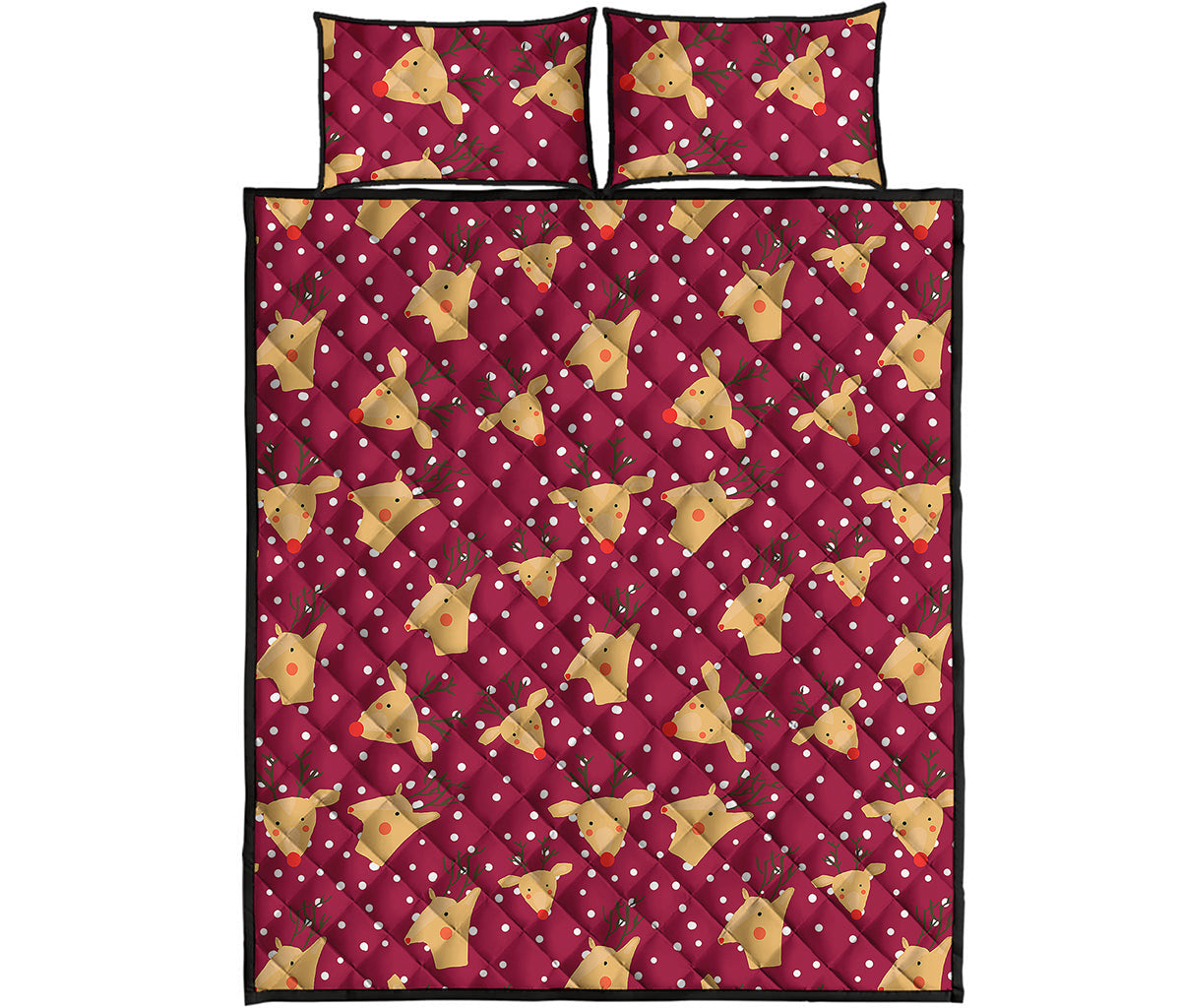 Christmas Deer Pattern Print Quilt Bed Set