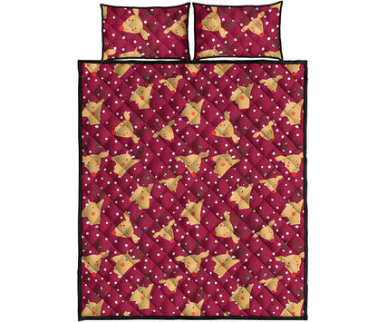 Christmas Deer Pattern Print Quilt Bed Set