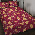 Christmas Deer Pattern Print Quilt Bed Set