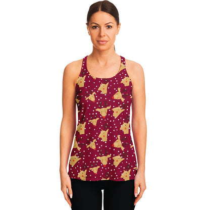 Christmas Deer Pattern Print Women's Racerback Tank Top