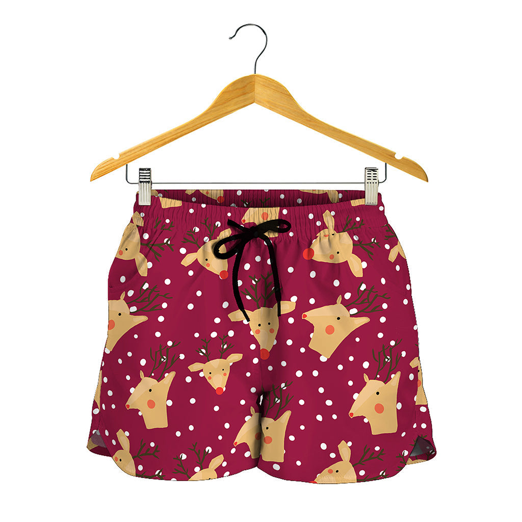 Christmas Deer Pattern Print Women's Shorts