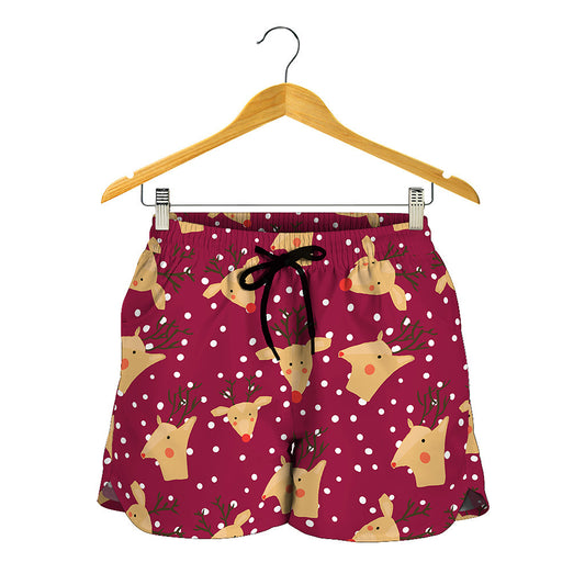 Christmas Deer Pattern Print Women's Shorts