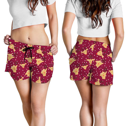 Christmas Deer Pattern Print Women's Shorts