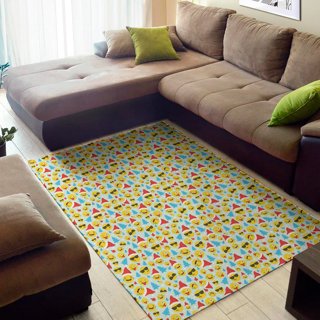 Christmas Emoji Pattern Print Area Rug