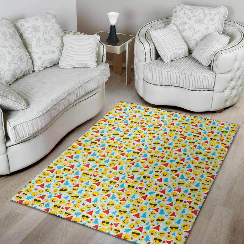 Christmas Emoji Pattern Print Area Rug