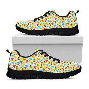 Christmas Emoji Pattern Print Black Sneakers