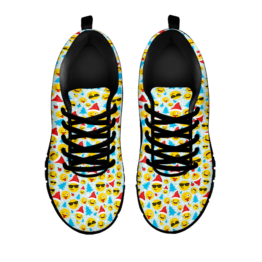 Christmas Emoji Pattern Print Black Sneakers