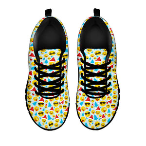 Christmas Emoji Pattern Print Black Sneakers