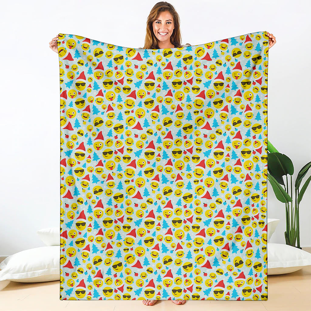 Christmas Emoji Pattern Print Blanket