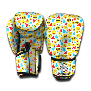 Christmas Emoji Pattern Print Boxing Gloves