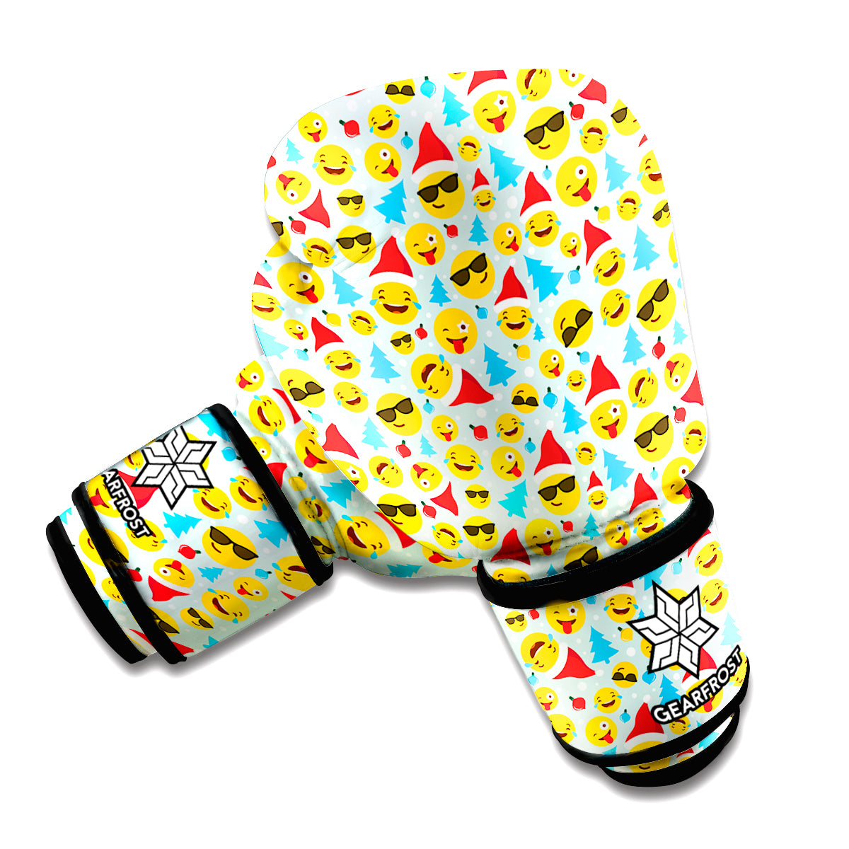 Christmas Emoji Pattern Print Boxing Gloves