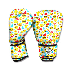 Christmas Emoji Pattern Print Boxing Gloves