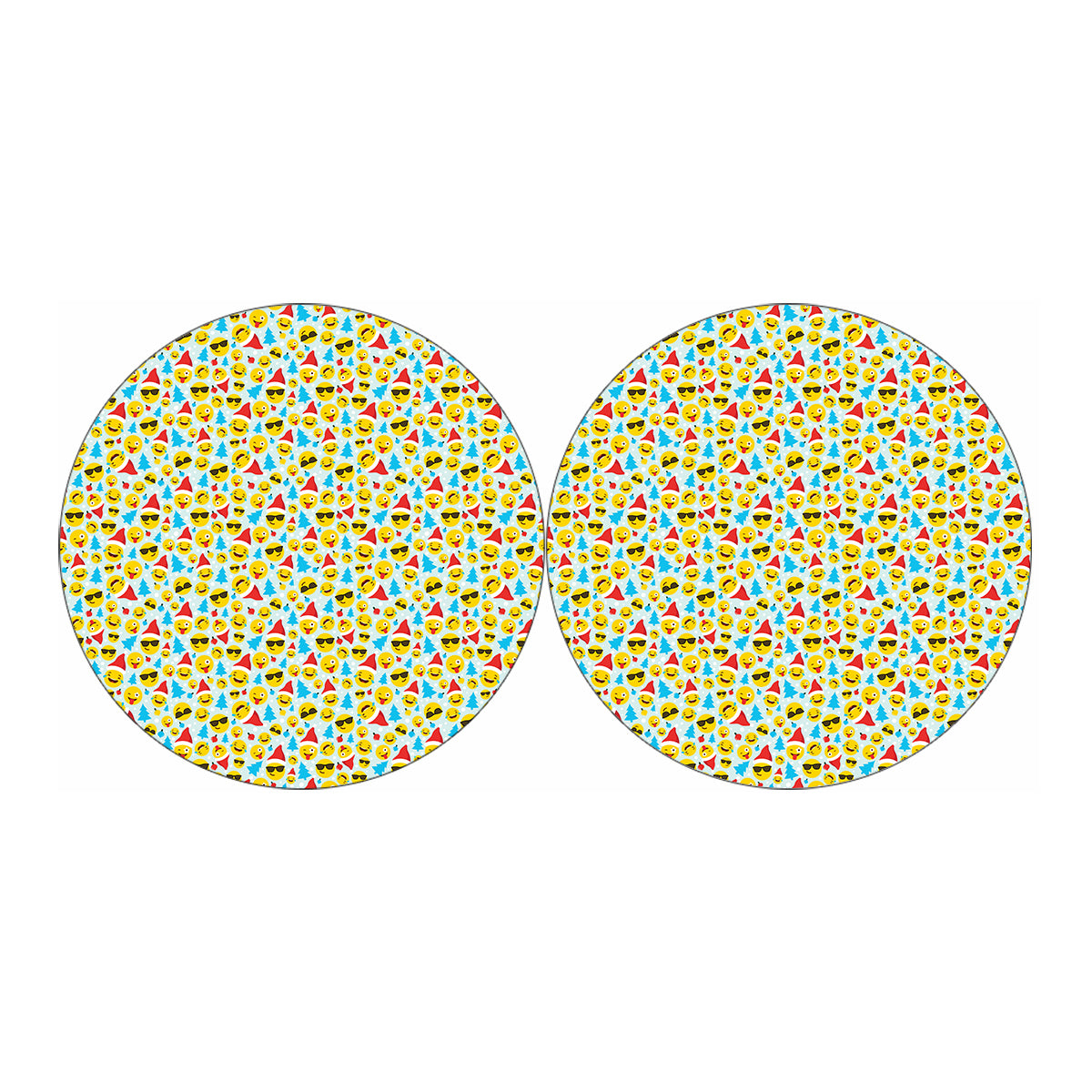 Christmas Emoji Pattern Print Car Coasters