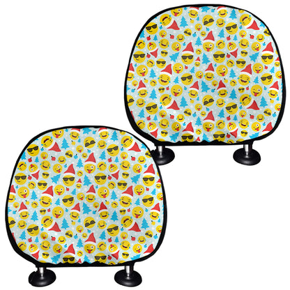 Christmas Emoji Pattern Print Car Headrest Covers