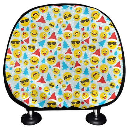 Christmas Emoji Pattern Print Car Headrest Covers
