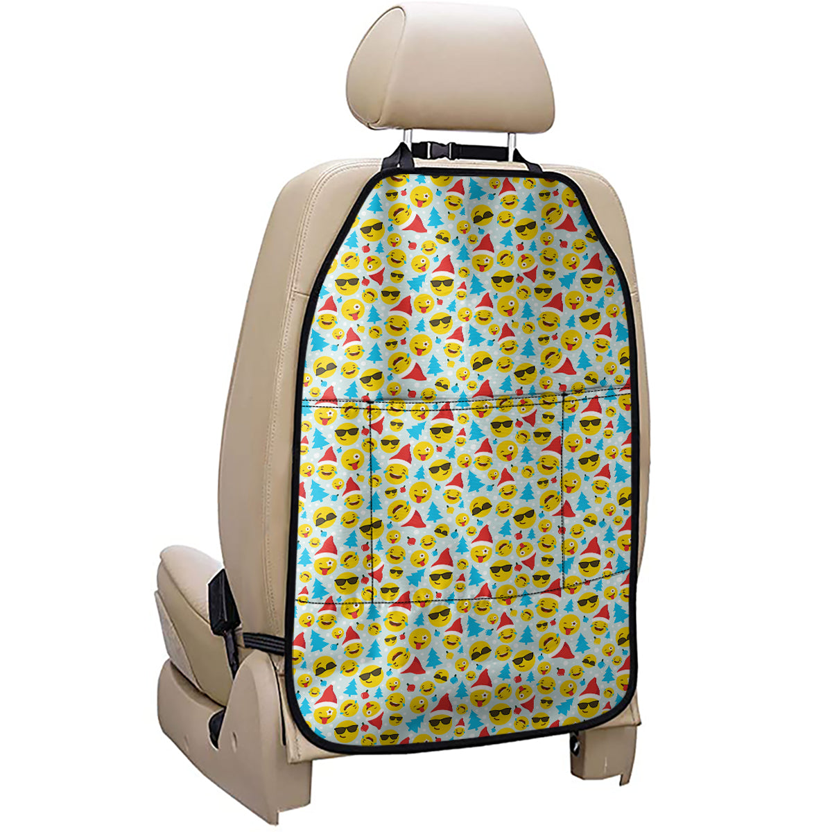 Christmas Emoji Pattern Print Car Seat Organizers