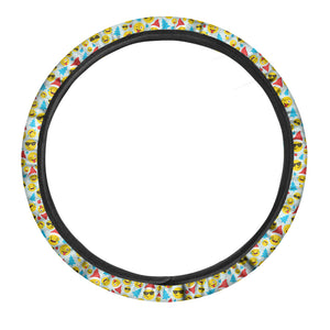 Christmas Emoji Pattern Print Car Steering Wheel Cover